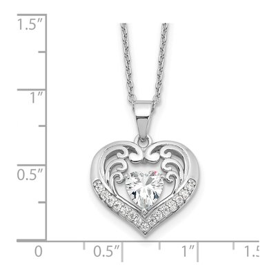 Sterling Silver CZ Heart Pendant Necklace – view 5