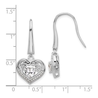Sterling Silver CZ Heart Dangle Earrings – view 5
