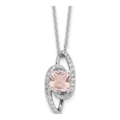 Sterling Silver CZ Cushion-Cut Brilliant-Cut Pendant Necklace