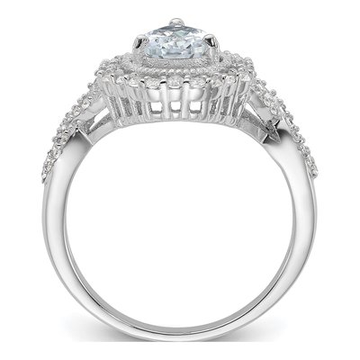 Sterling Silver CZ Pear Ring – view 2