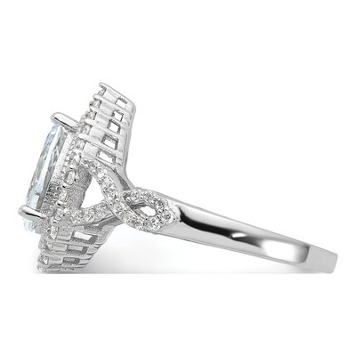 Sterling Silver CZ Pear Ring – view 3