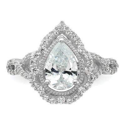 Sterling Silver CZ Pear Ring – view 4