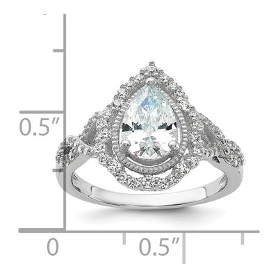 Sterling Silver CZ Pear Ring – view 5