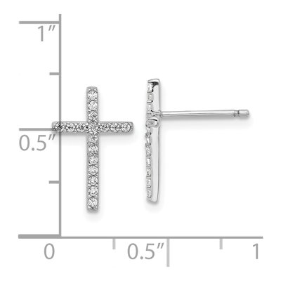 Sterling Silver Round CZ Cross Stud Earrings – view 5