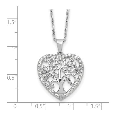 Sterling Silver CZ Tree of Life Heart Pendant Necklace – view 5
