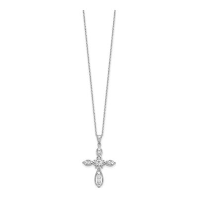 Sterling Silver CZ Cross Pendant Necklace – view 3