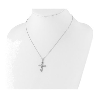 Sterling Silver CZ Cross Pendant Necklace – view 4