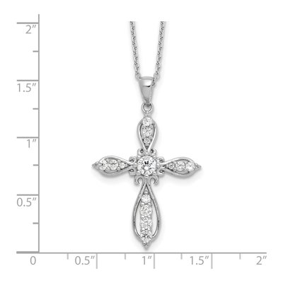 Sterling Silver CZ Cross Pendant Necklace – view 5