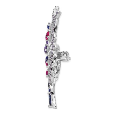 Sterling Silver Lab Ruby & Sapphire Butterfly Pin – view 3