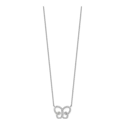 Sterling Silver CZ Butterfly Pendant Necklace – view 3