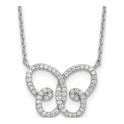 Sterling Silver CZ Butterfly Pendant Necklace