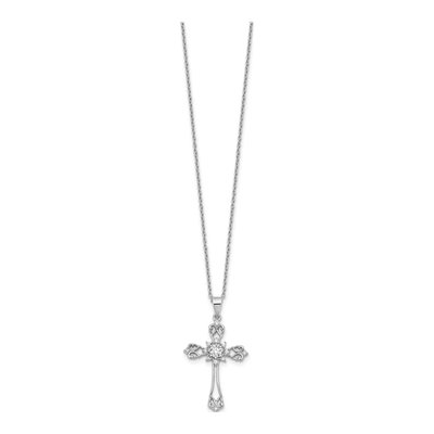 Sterling Silver CZ Cross Pendant Necklace – view 2