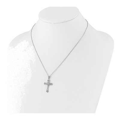 Sterling Silver CZ Cross Pendant Necklace – view 3