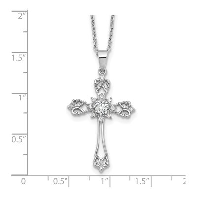 Sterling Silver CZ Cross Pendant Necklace – view 4