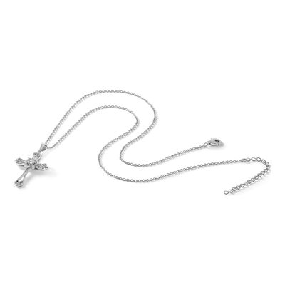 Sterling Silver CZ Cross Pendant Necklace – view 5