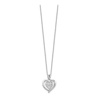 Sterling Silver CZ Heart Pendant Necklace – view 3