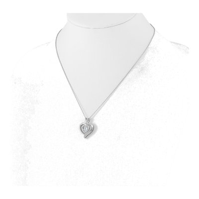 Sterling Silver CZ Heart Pendant Necklace – view 4