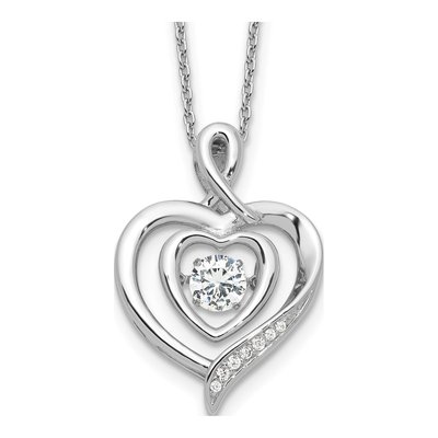 Sterling Silver CZ Heart Pendant Necklace