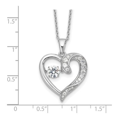 Sterling Silver CZ Heart Pendant Necklace – view 5