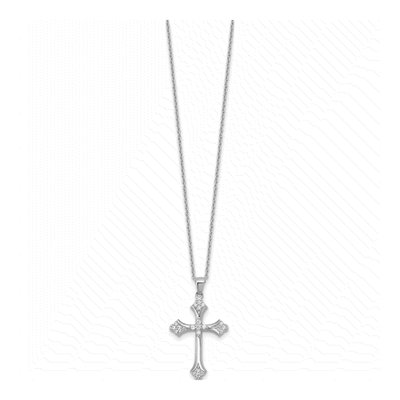 Sterling Silver CZ Cross Pendant Necklace – view 3