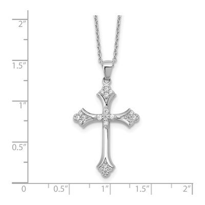 Sterling Silver CZ Cross Pendant Necklace – view 5