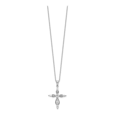 Sterling Silver CZ Cross Pendant Necklace – view 3