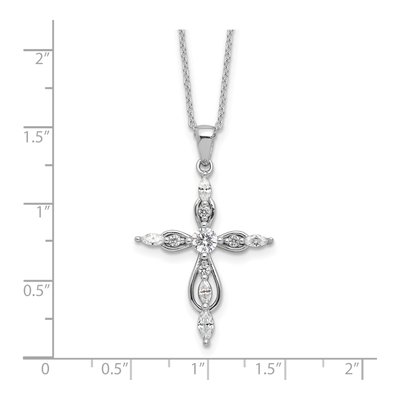 Sterling Silver CZ Cross Pendant Necklace – view 5