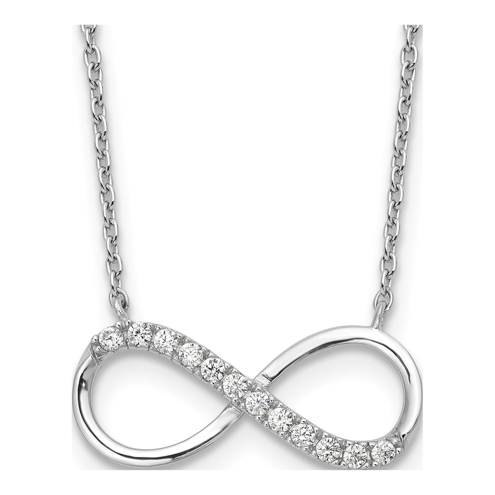 Sterling Silver CZ Infinity Necklace, 18 In
