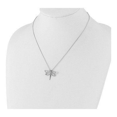 Sterling Silver CZ Brilliant-Cut Dragonfly Pendant Necklace – view 4