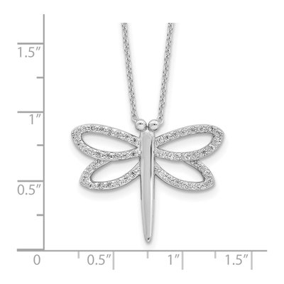 Sterling Silver CZ Brilliant-Cut Dragonfly Pendant Necklace – view 5