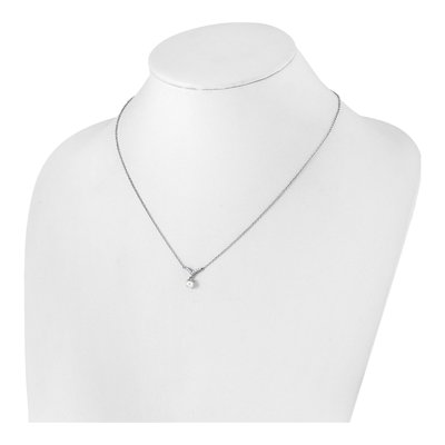 Sterling Silver Freshwater Cultured Pearl & CZ Brilliant-Cut Necklace – view 3