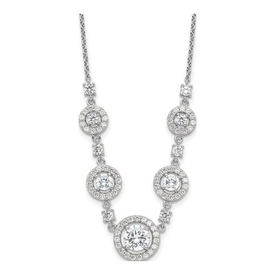 Sterling Silver CZ Halo Circles Necklace