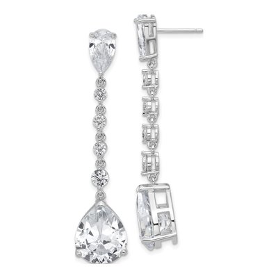 Sterling Silver CZ Teardrop Chandelier Earrings
