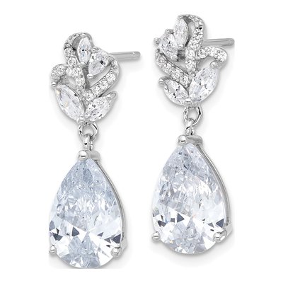 Sterling Silver CZ Marquise Pear Chandelier Earrings – view 3