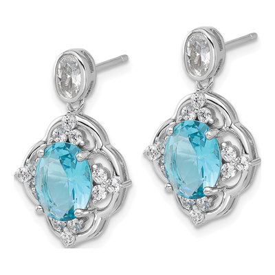 Sterling Silver CZ Glass Dangle Earrings – view 3