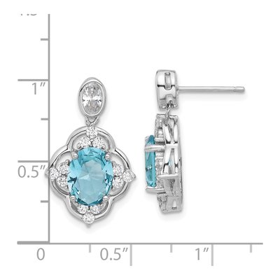 Sterling Silver CZ Glass Dangle Earrings – view 5