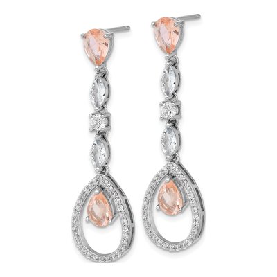 Sterling Silver CZ Teardrop Dangle Earrings – view 3