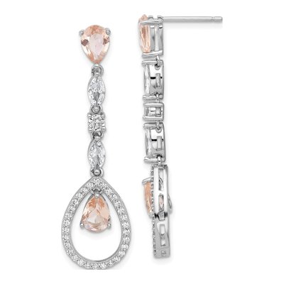 Sterling Silver CZ Teardrop Dangle Earrings