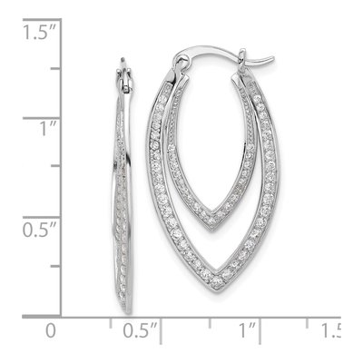 Sterling Silver 32mm CZ Double Marquise Hoop Earrings – view 5