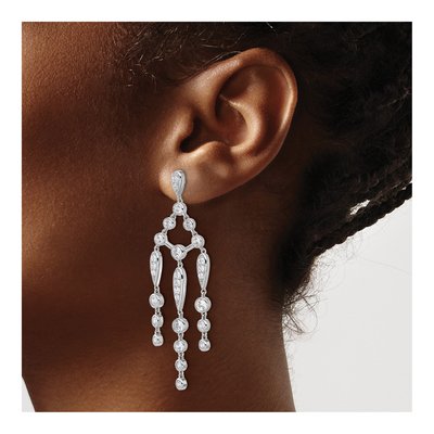 Sterling Silver CZ Chandelier Earrings – view 4