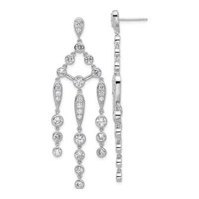 Sterling Silver CZ Chandelier Earrings