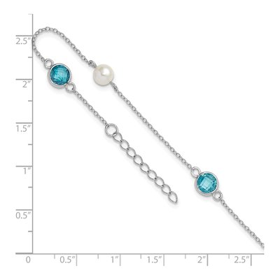 Sterling Silver Freshwater Cultured Pearl & CZ Pineapple Anklet – view 5
