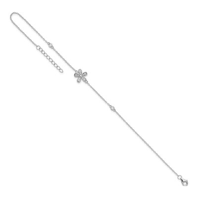 Sterling Silver CZ Flower Anklet – view 5