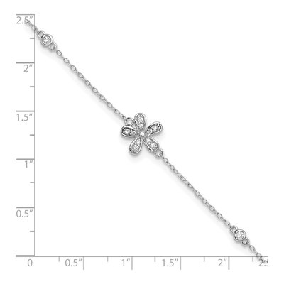 Sterling Silver CZ Flower Anklet – view 6