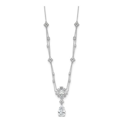 Sterling Silver CZ Teardrop Necklace