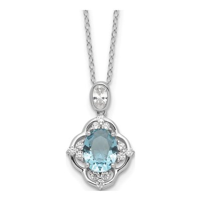 Sterling Silver CZ Glass Pendant Necklace