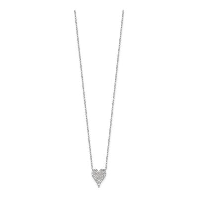 Sterling Silver CZ Pave Heart Pendant Necklace – view 3
