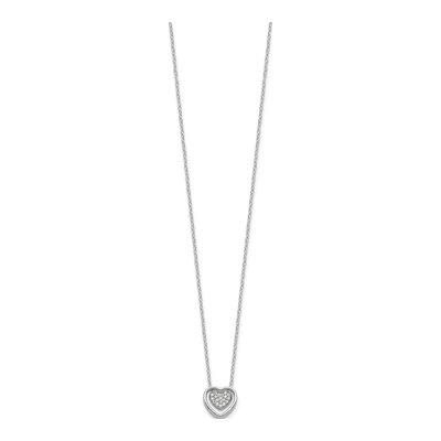 Sterling Silver CZ Double Heart Pendant Necklace – view 3