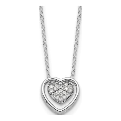 Sterling Silver CZ Double Heart Pendant Necklace