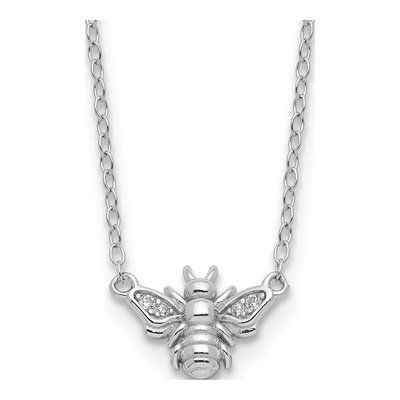 Sterling Silver CZ Bee Pendant Necklace